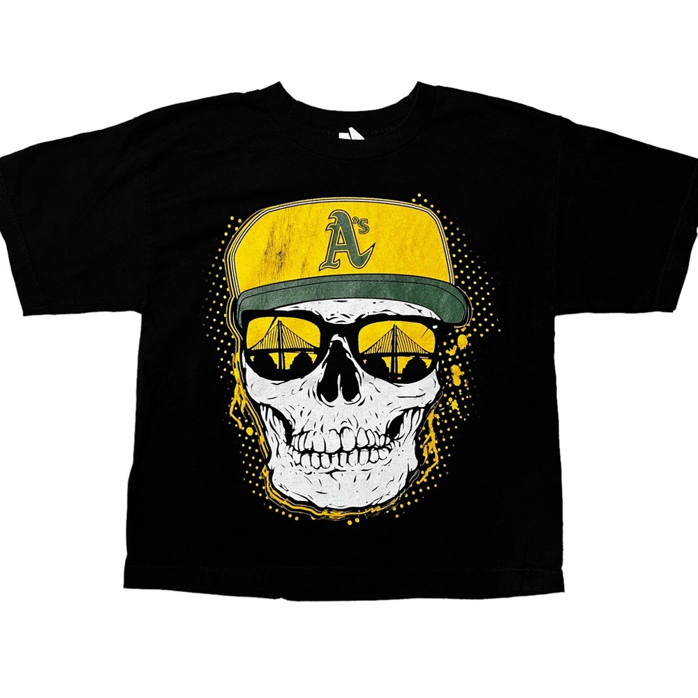 Oakland A’s Athletics MLB Graphic {Alstyle} T-Shirt Black Youth Sz Measured